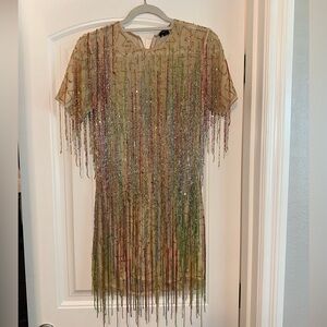 Nasty Gal Tassel Beaded Mini Shift Dress